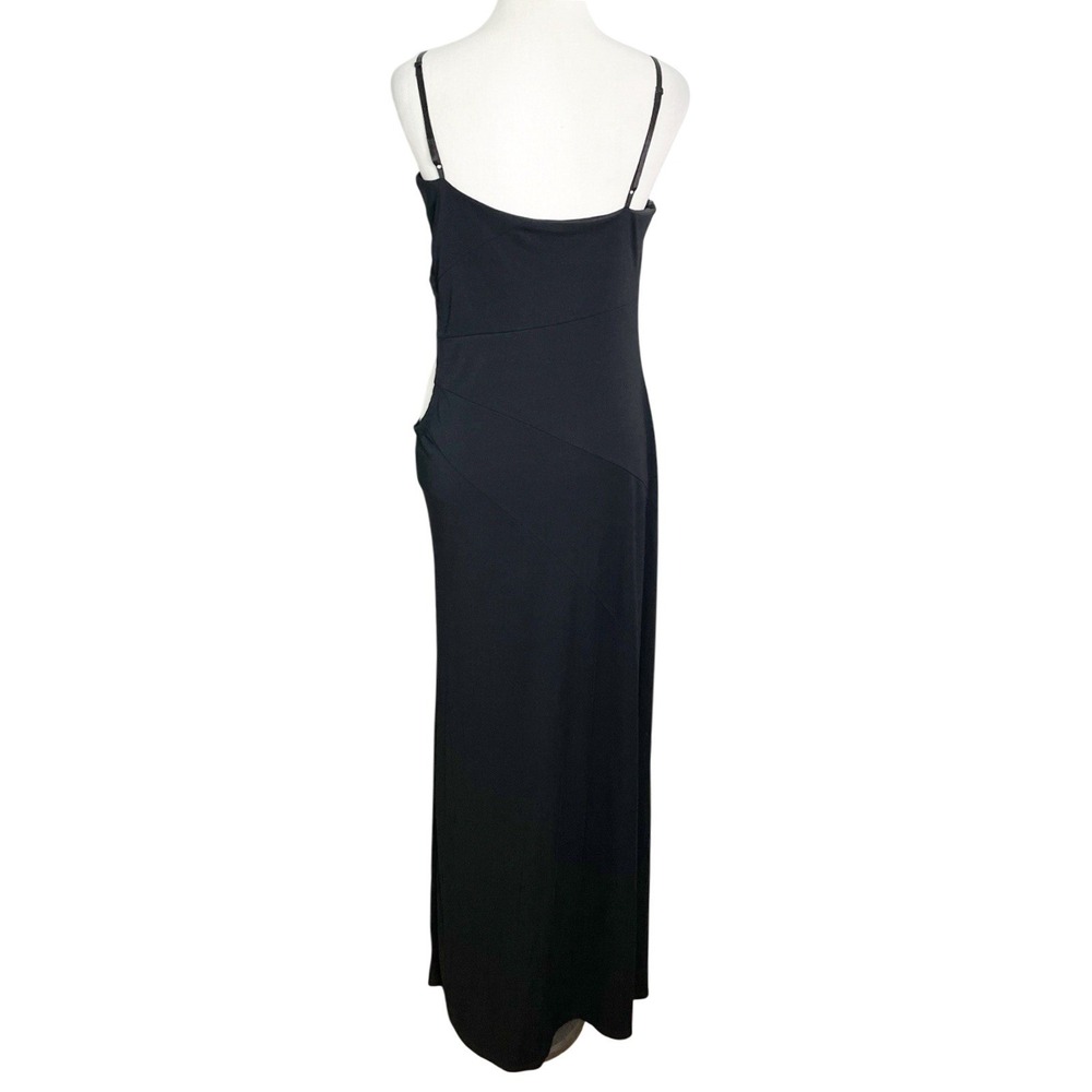 Vintage 90s BCBG Paris Cut out side Black Gown Dress Minimalist Size Large - Picture 5 of 6